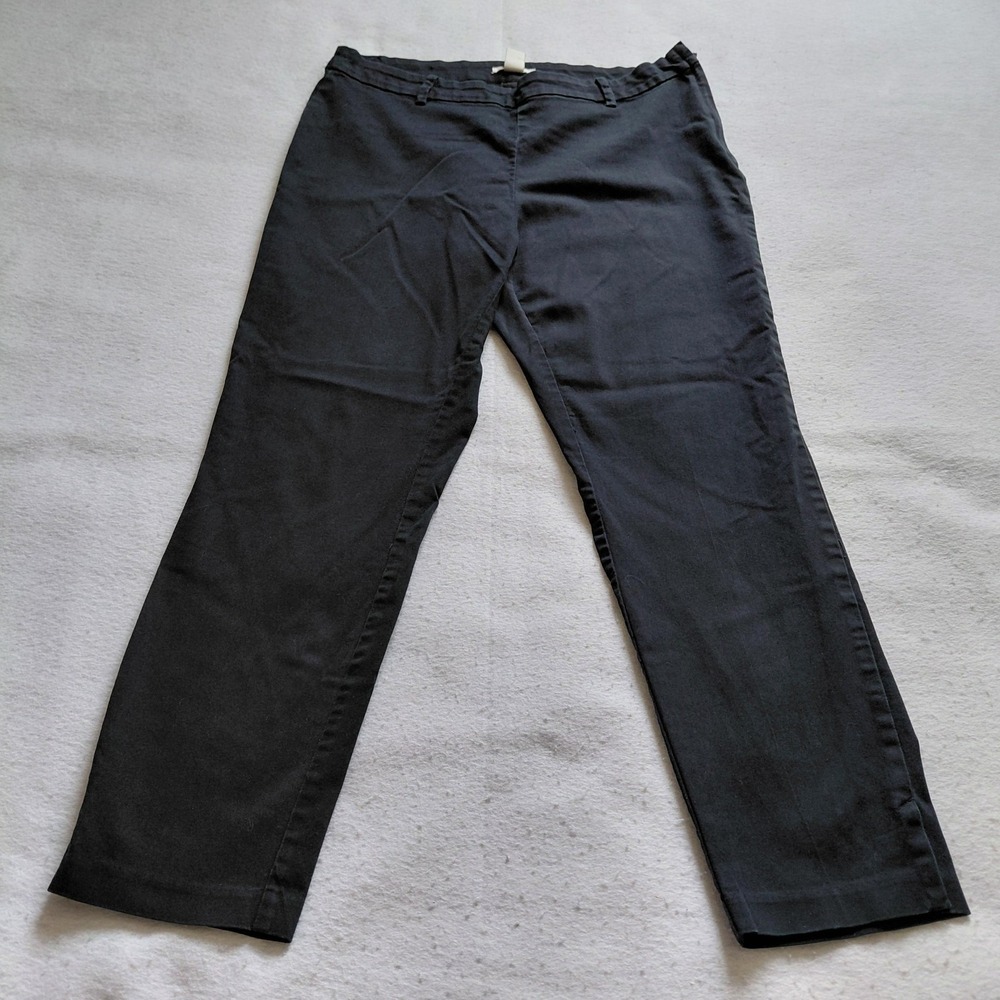 H&M Black Chino Pants Womens Size 14 Stretch Cotton Blend Straight Leg Classic